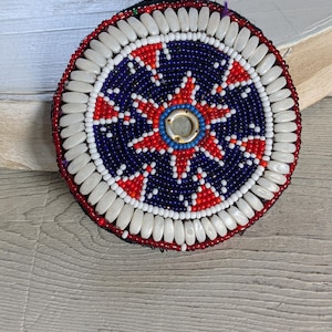 3.5" Vintage Kuchi Beaded Tribal Patch Handmade Gul Flower Medallion (21669)