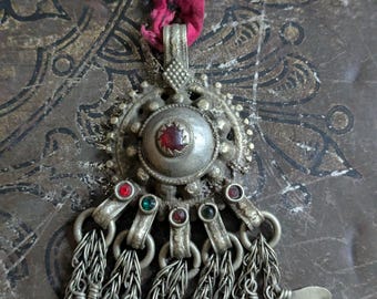 Kuchi Tribal Pendant Large Vintage Domed Jewelry Ornament  10" (22267)