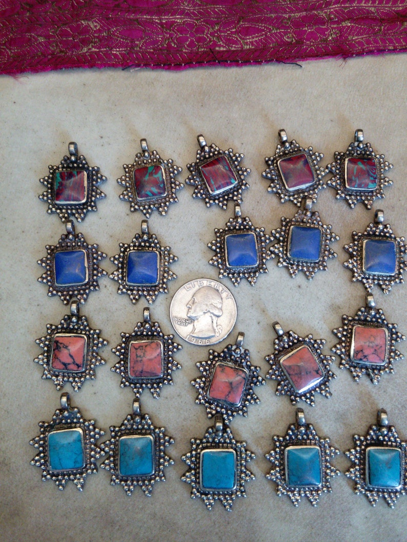 #13 Tribal Pendants Charms Mixed Colors 20 Pieces