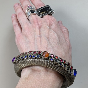 Vintage Small Baloch Tribal Cuff C-Shape Jewelry 6.75&quot; Wrist Makes Quiet Rattle (16499)