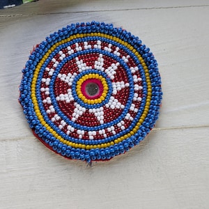 Kuchi Beaded Patch Gul Flower Tribal Dance Belt Bra 3.5" (21653)