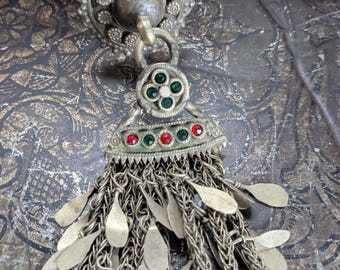 Kuchi Tribal Pendant Talisman Jewelry Ornament Floral Symbolism 9.5" (22263)