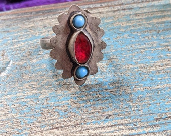 Vintage Tribal Flower Ring Ethnic Hazara Jewelry Size 8 US (15911)