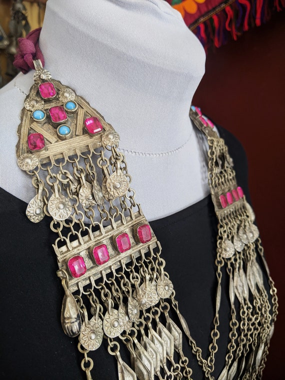 Vintage Afghan Necklace Chandrahaar Drape Tribal J