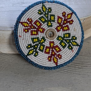 Vintage Beaded Patch Gul Flower Tribal Dance Belt Bra Applique 3.25" (21658)