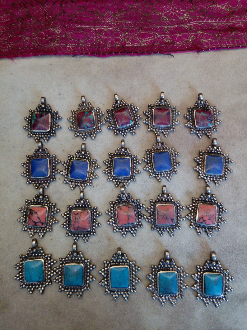 #13 Tribal Pendants Charms Mixed Colors 20 Pieces
