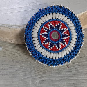 Kuchi Beaded Patch Gul Flower Tribal Dance Belt Bra Applique 3.75" (21663)