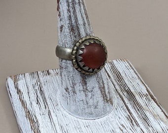 Kuchi Ring Vintage Afghan Tribal Jewelry Carnelian or Agate Cabochon Size 8 US (15916)