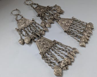 Tribal Hair Tassels 8.5" Traditional Kuchi Temporal Jewelry (22234)