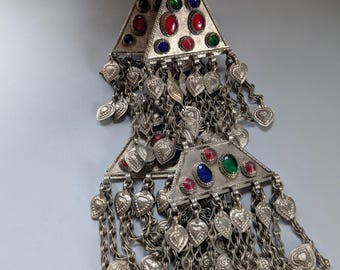 Tribal Hair Tassels 8.75" Traditional Kuchi Temporal Jewelry (22232)
