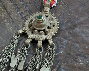 Kuchi Tribal Pendant Large Vintage Domed Jewelry Ornament  9" (22268)