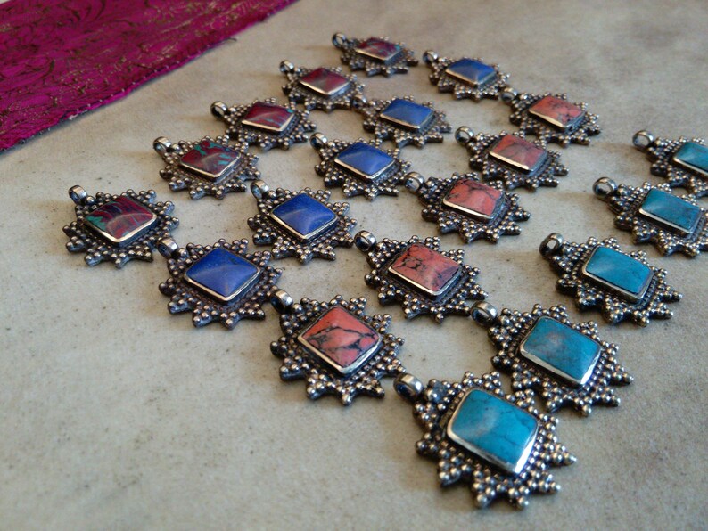 #13 Tribal Pendants Charms Mixed Colors 20 Pieces