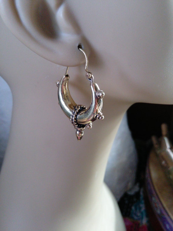 2" Golden Brass Tribal Hoops with Droplet Spike Ac