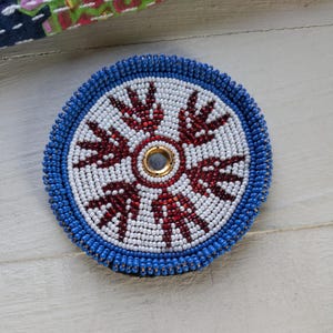 Vintage Beaded Patch Gul Flower Tribal Dance Belt Bra Applique 3.35" (21661)
