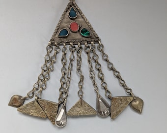Hazara Tribal Pendant Vintage Afghan Jewelry Focal Triangular (22235)