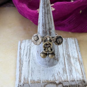 Vintage Afghan Kuchi Tribal Flower Ring Tall Profile Size 8 US (17187)