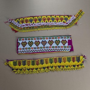 Beaded Textile Kuchi Patches Belt Supplies Jean Jacket Appliques 3pcs (21512)