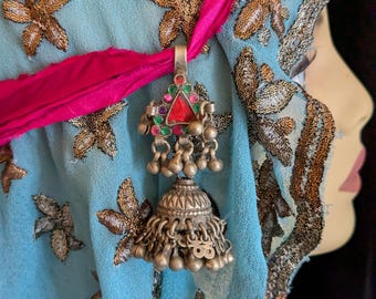 Vintage Pakistani Tribal Temporal Hair Hooks Jhumka (20965)