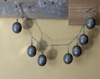 Vintage Coppery Turkmen Tribal Decorative Bells 7pcs Silk Road Chimes (22253)