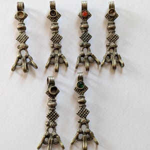 Vintage Kashmiri Tribal Jewelry Connectors Necklace Components 6 Pieces (17904)