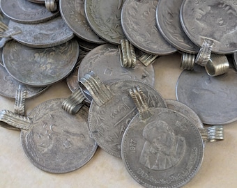 Monedas tribales Kuchi vintage XL con presillas, estado original, 1,12", surtido
