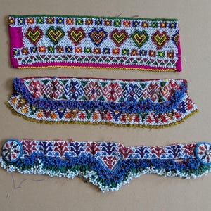 Parches textiles Kuchi con cuentas, accesorios para cinturones y chaquetas vaqueras, 3 piezas (21499)