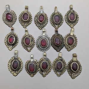 Old Tribal Pendant Charms Waziri Jewelry 15 Pieces Reds (18455)