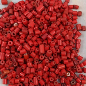 Vintage Red Naga Beads Loose 2 ounces Venetian Glass Assorted Sizes From Same Necklace (16503)