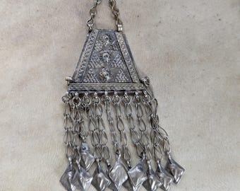 Vintage Tribal Pendant Trapezoid Shape Jingling Dangles Ethnic Jewelry (22255)