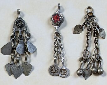 Vintage Kuchi Pendants Trio Well-Worn Tribal Jewelry DIY Supplies (15977)