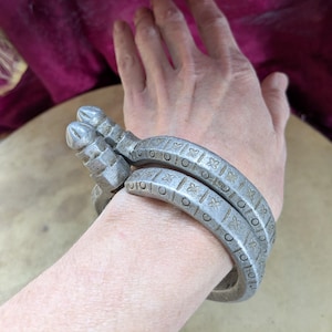 Vintage Tribal Cuff Bracelets Knobbed Finials Unique South Asian Jewelry (22230)