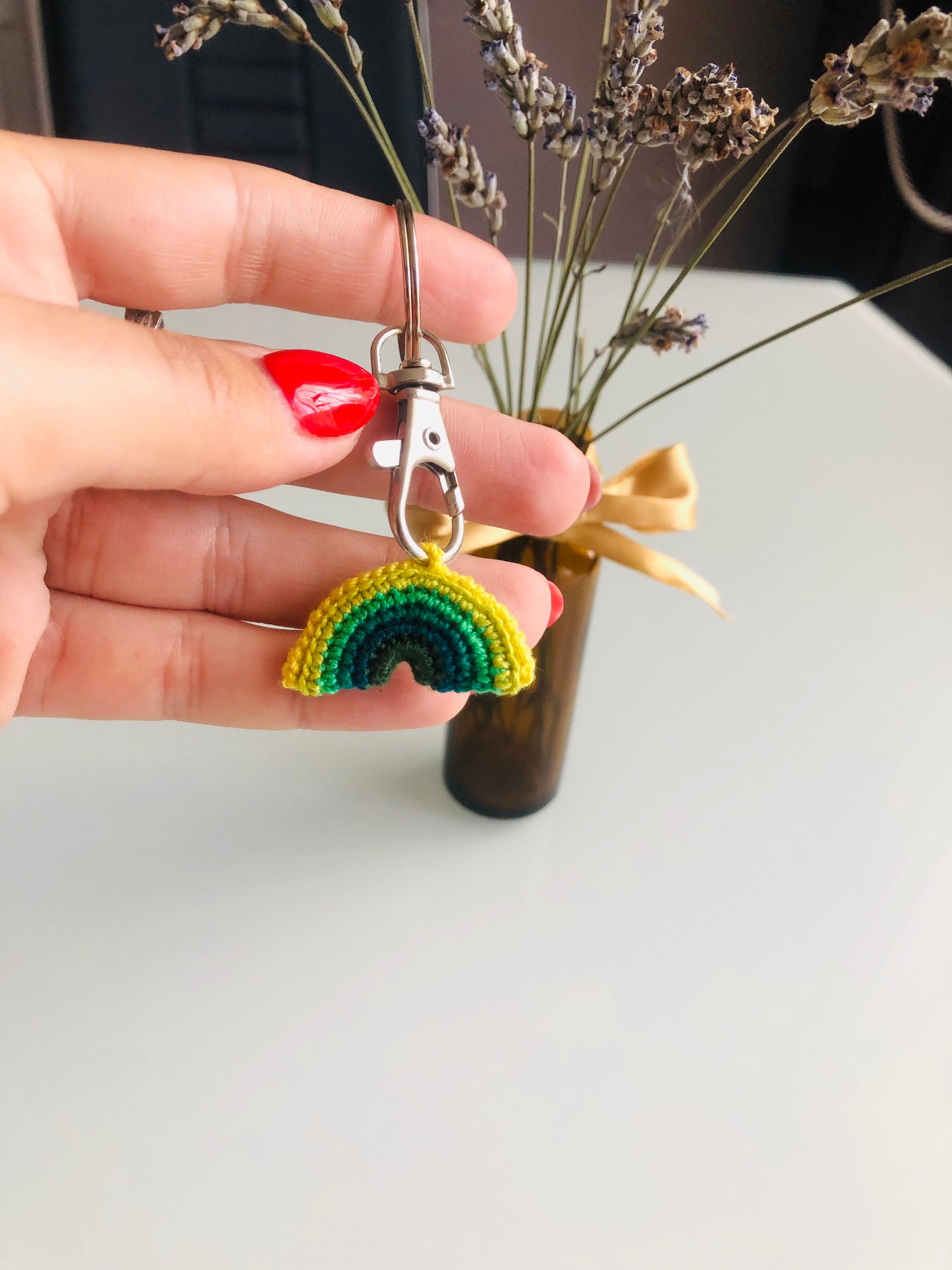 Crochet rainbow keyring/different shades to choose/perfect Etsy