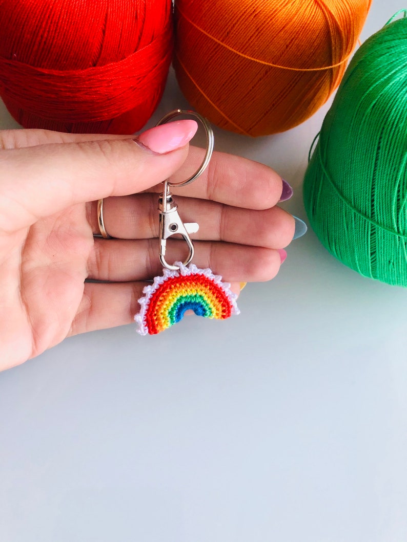 Tiny Hand Crochet Rainbow Keyring/perfect Present for Those Etsy
