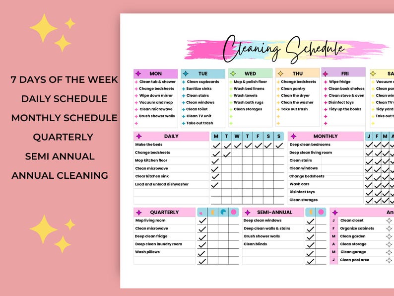 Editable Cleaning Schedule | Cleaning Planner for Home or Work ...