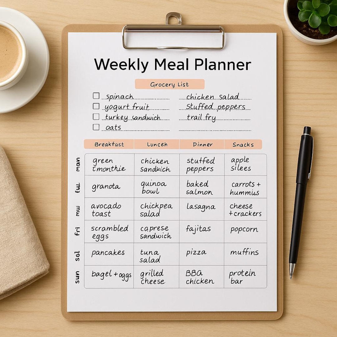 Printable Weekly Meal Planner: Minimalist Shopping List Planner - Etsy