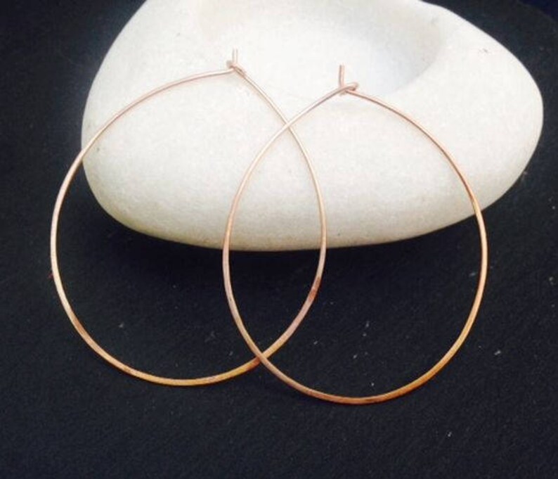 Rose Gold Hoop Earrings 14k Gold Filled Thin Hoops Hammered Etsy UK