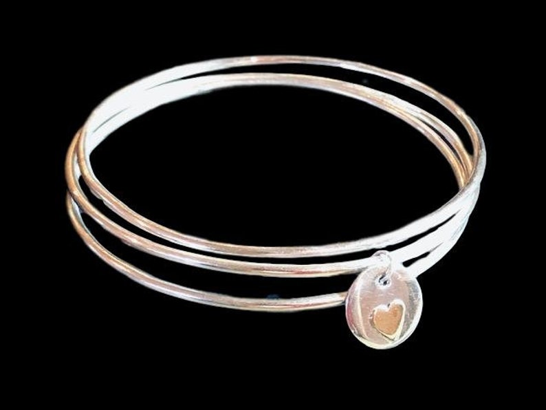 Heart Bracelet Silver Bangle Set Sterling Silver Heart Charm Bracelet Bracelets Silver Bracelets For Women Bangles For Women