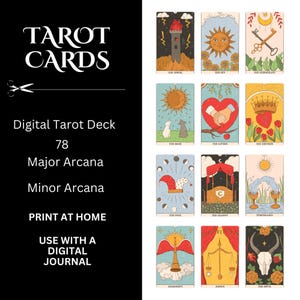 Cartas de Tarô Digitais | Baralho de Tarô | Para Imprimir | Adesivos Digitais | Adesivos Goodnotes | Modelo de Tarô | Aprenda Tarô para Iniciantes Clipart