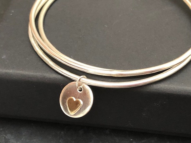 Heart Bracelet Silver Bangle Set Sterling Silver Heart Charm Bracelet Bracelets Silver Bracelets For Women Bangles For Women