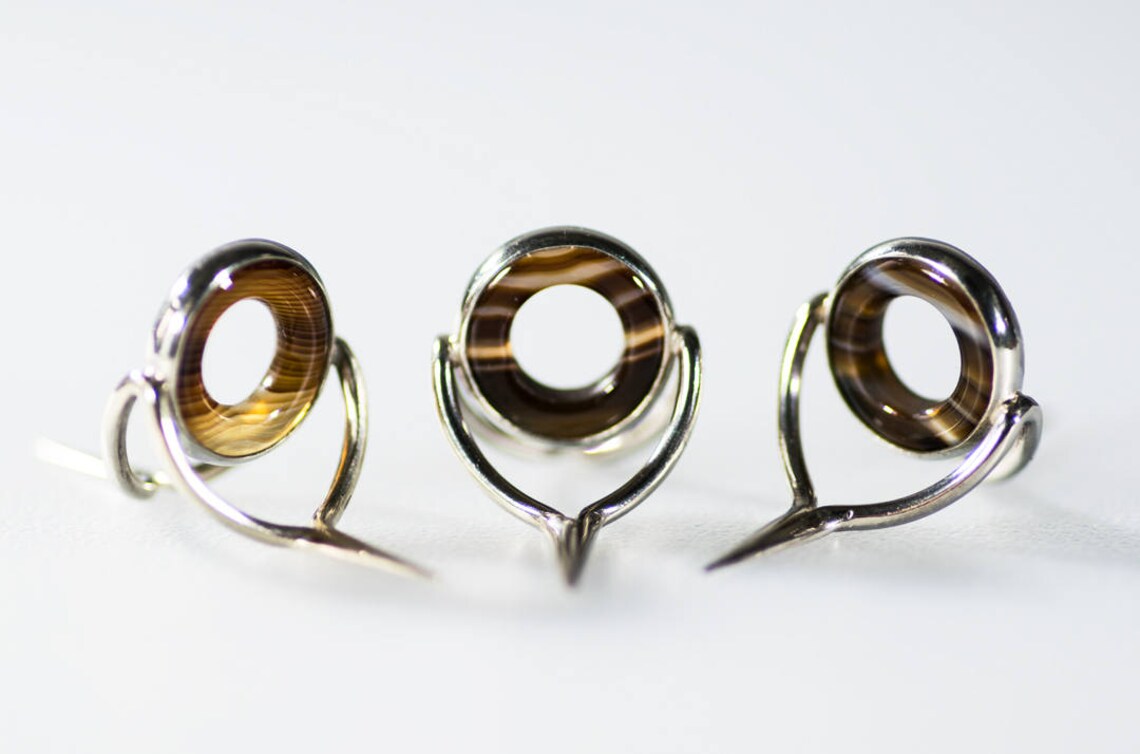 Coffee light brown striped agate stripping guides for fly rods Etsy