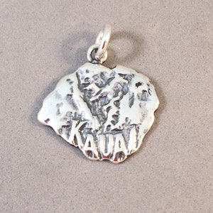 WAImea CANYON KAUAI .925 Sterling Silber Map Charm Anhänger Hawaii Island Napail Küste Garten Isle Hanalei Neue th04