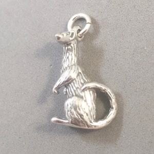 Sale! FERRET .925 Sterling Silver 3-D Charm Pendant Animal Polecat Weasel Mink New an164
