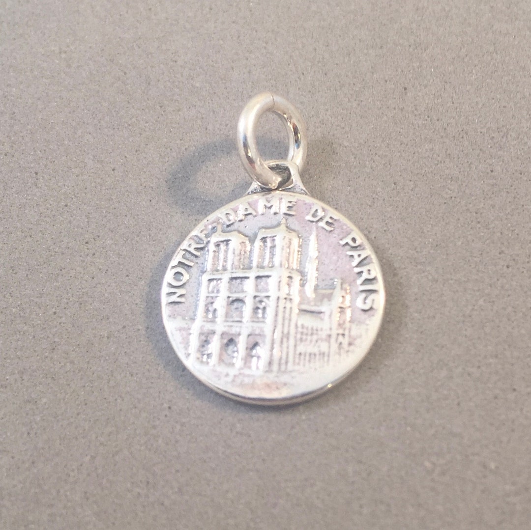 NOTRE DAME De Paris Small .925 Sterling Silver Charm Pendant Medallion ...