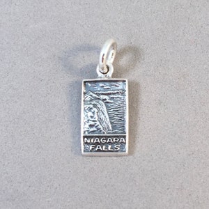 NIAGARA FALLS Small .925 Sterling Silver Charm Pendant Travel Places Canada New York Canadian Horseshoe Falls New ty04