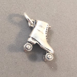 ROLLER SKATE .925 Sterling Silver 3-D Charm Pendant Derby Rink New sp16