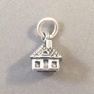 HOUSE 3-D .925 Sterling Silver Small Charm Pendant Home Sweet Home Cabin Cottage Country Realtor Real Estate For Sale New hm07