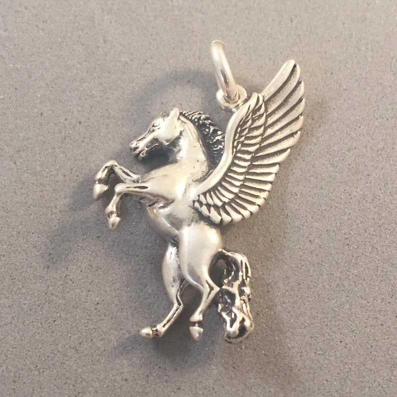 PEGASUS 3D .925 Sterling Silver Charm Pendant New Rearing Etsy