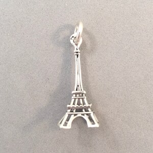 EIFFEL TOWER Thin .925 Sterling Silver 3-D Charm Pendant Paris France Souvenir New tf01