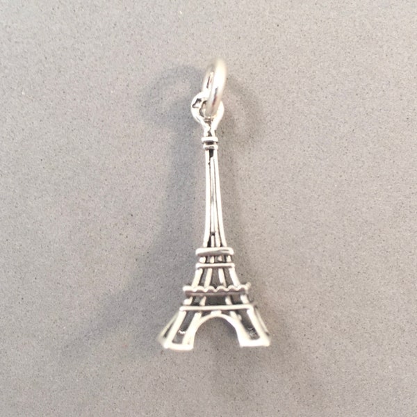 TOUR EIFFEL Thin .925 Sterling Silver 3-D Charm Pendant Paris France Souvenir New tf01