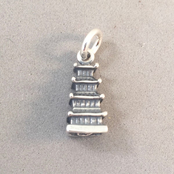 PAGODA .925 Sterling Silver 3-D Charm Pendant Asian Chinese Japan Tiered Temple Shrine Oriental Asia Travel Places New ta01